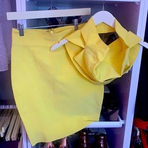 Yellow bandage two piece dress